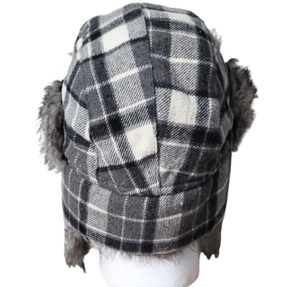 USPA ACCESSORIES Black White & Gray Plaid Faux Fur Trapper Hat - Men's One Size - Picture 4 of 7